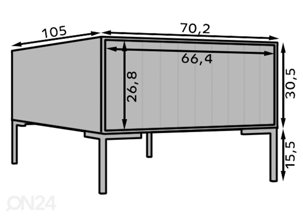 Sohvapöytä Lubim 70,5x105 cm kuvasuurennos mitat