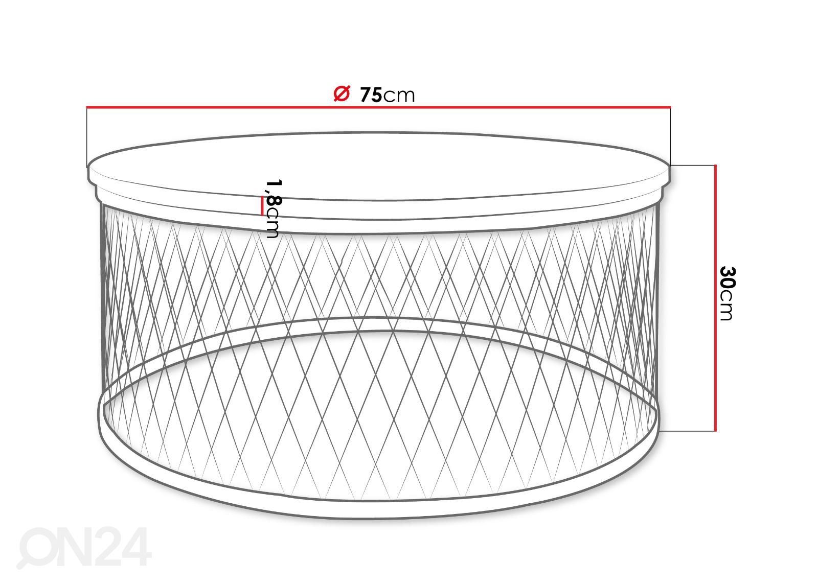 Sohvapöytä Meeta Ø 75 cm kuvasuurennos mitat