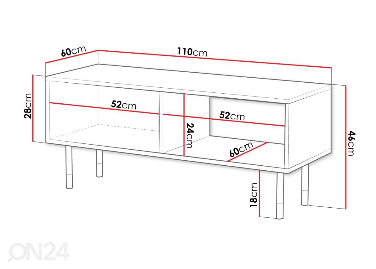 Sohvapöytä Moidela 110 cm kuvasuurennos mitat