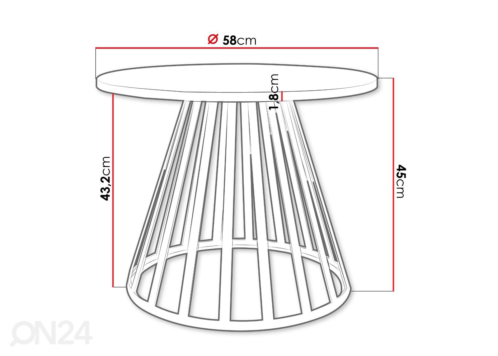 Sohvapöytä Moona Mini Ø 58 cm kuvasuurennos mitat