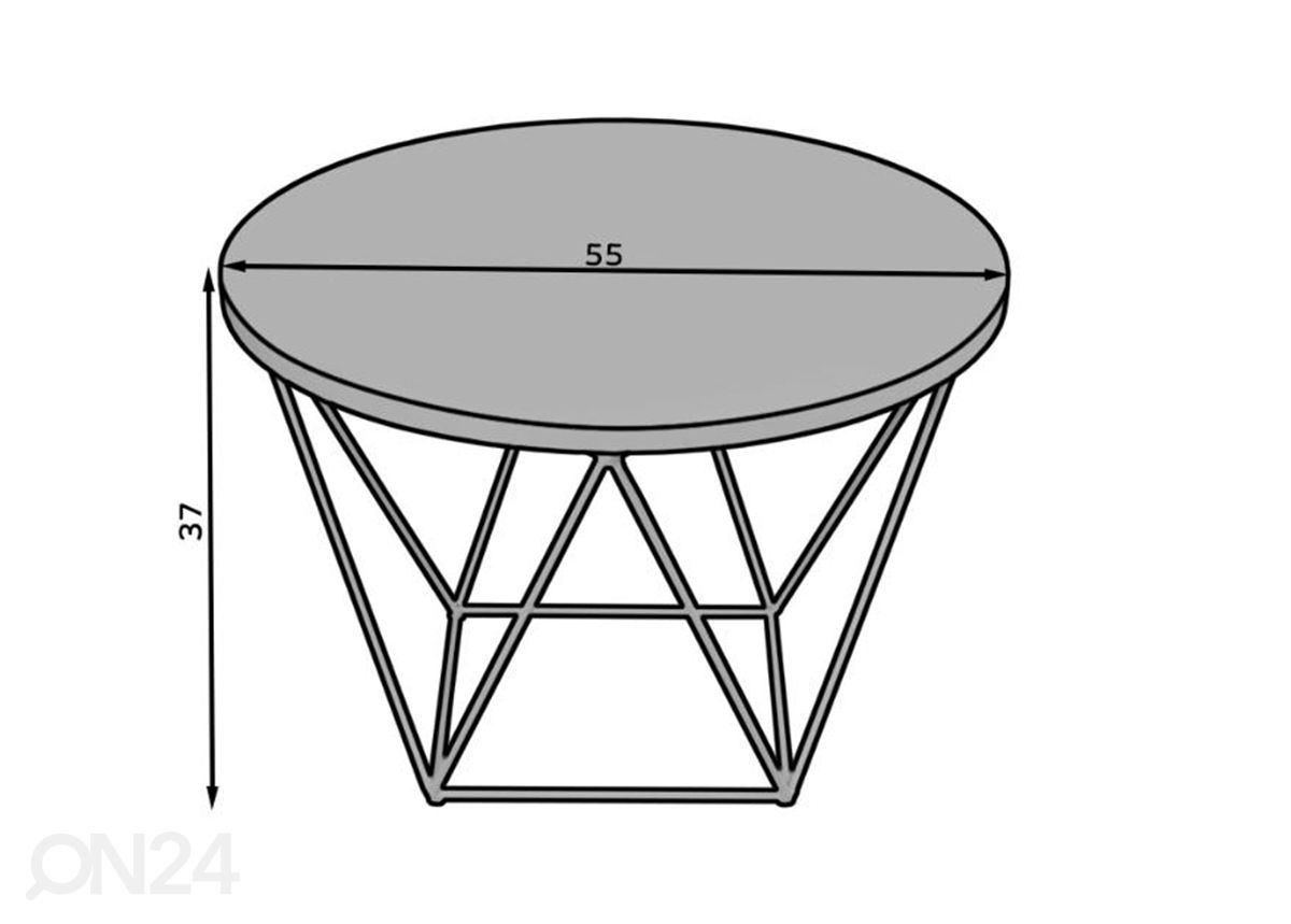 Sohvapöytä Niesk Ø 55 kuvasuurennos mitat