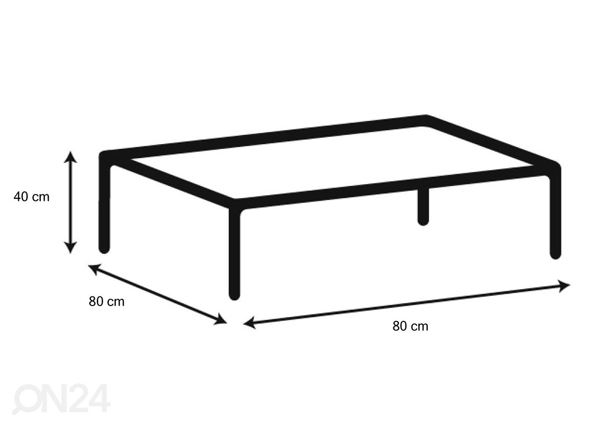 Sohvapöytä Ralf 80x80 cm kuvasuurennos mitat
