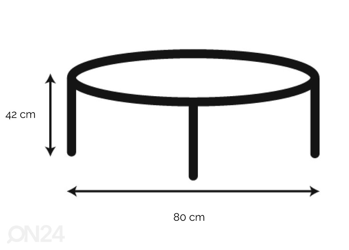 Sohvapöytä Skive Ø80 cm kuvasuurennos mitat
