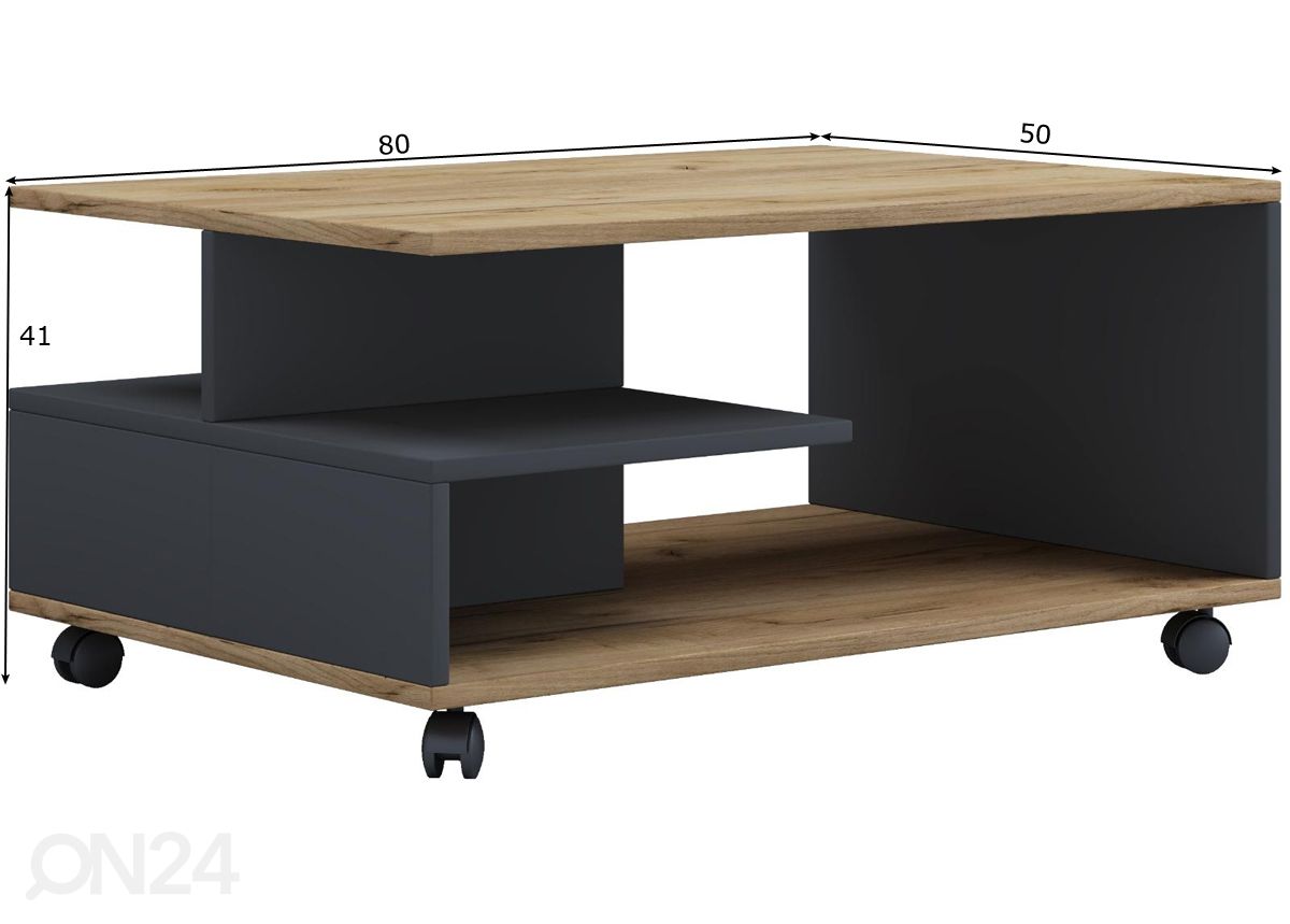 Sohvapöytä Stango 80x50 cm kuvasuurennos mitat