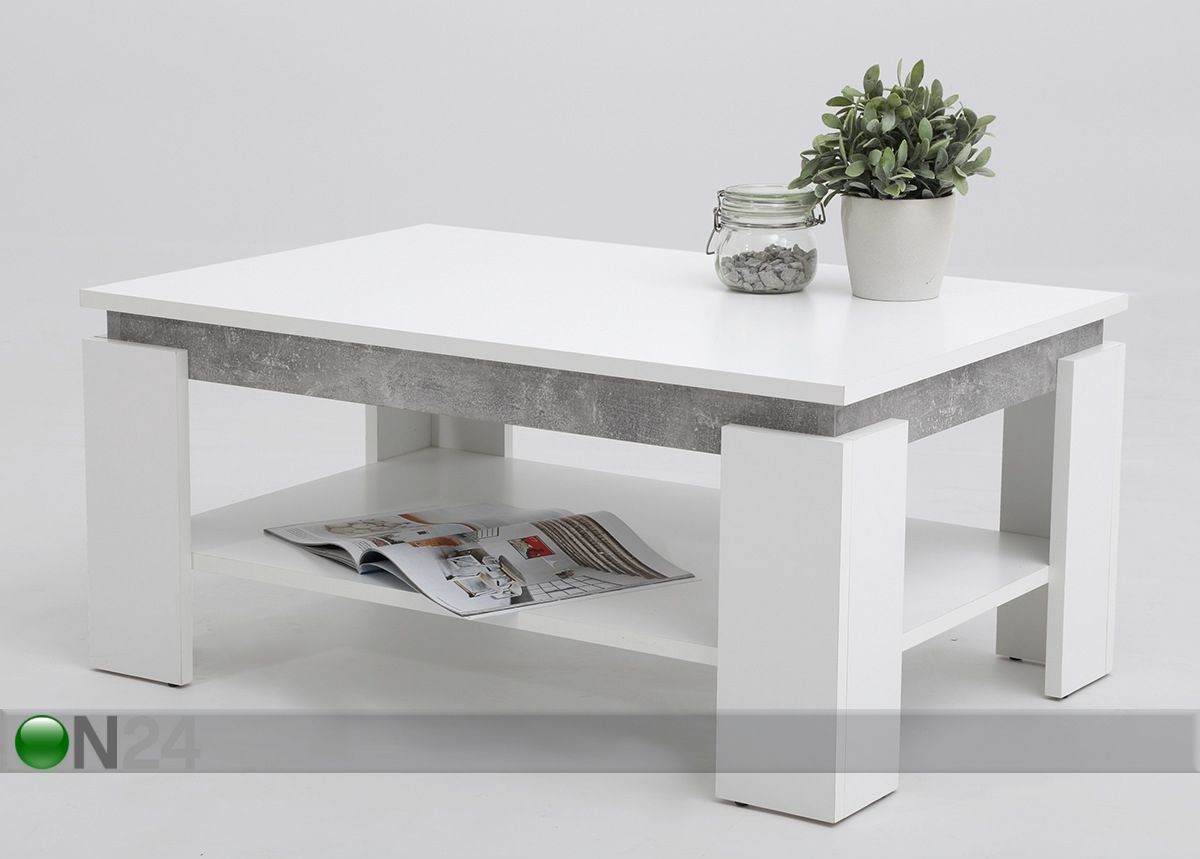 Sohvapöytä Tim II 90x60 cm, valkoinen/ betoni kuvasuurennos