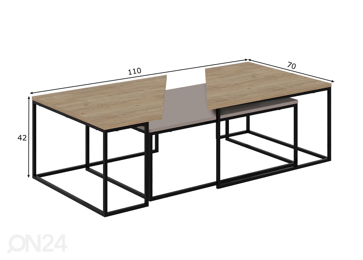 Sohvapöytä Titan Mocca 110x70 cm kuvasuurennos mitat