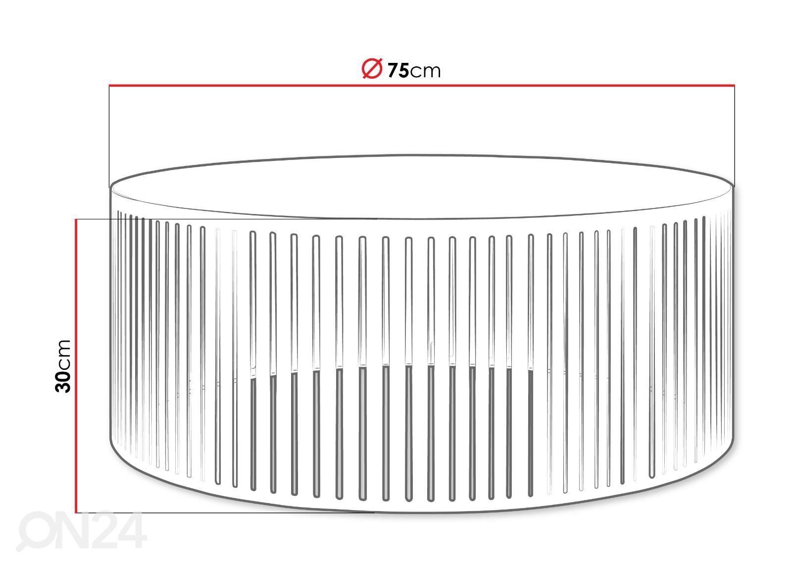 Sohvapöytä Velda Ø 75 cm kuvasuurennos mitat