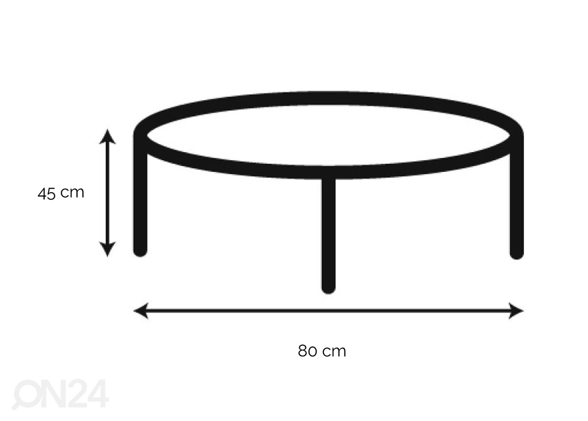 Sohvapöytä Viki Ø80 cm kuvasuurennos mitat