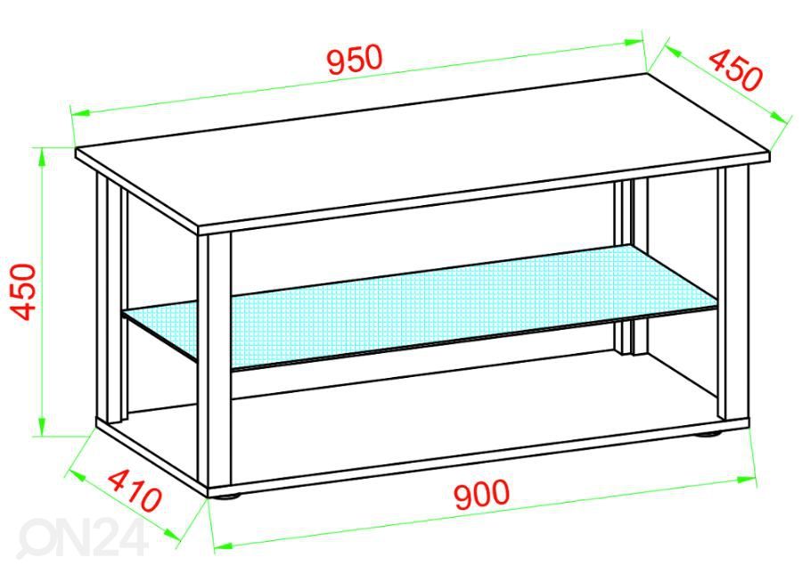 Sohvapöytä Wanilo L 95x45 cm kuvasuurennos mitat