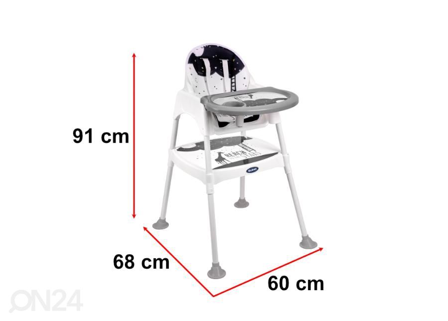 Syöttötuoli 3in1 kuvasuurennos mitat