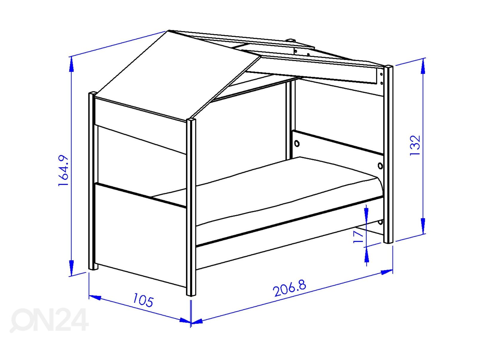 Talosänky Dakar 90x200 cm kuvasuurennos mitat