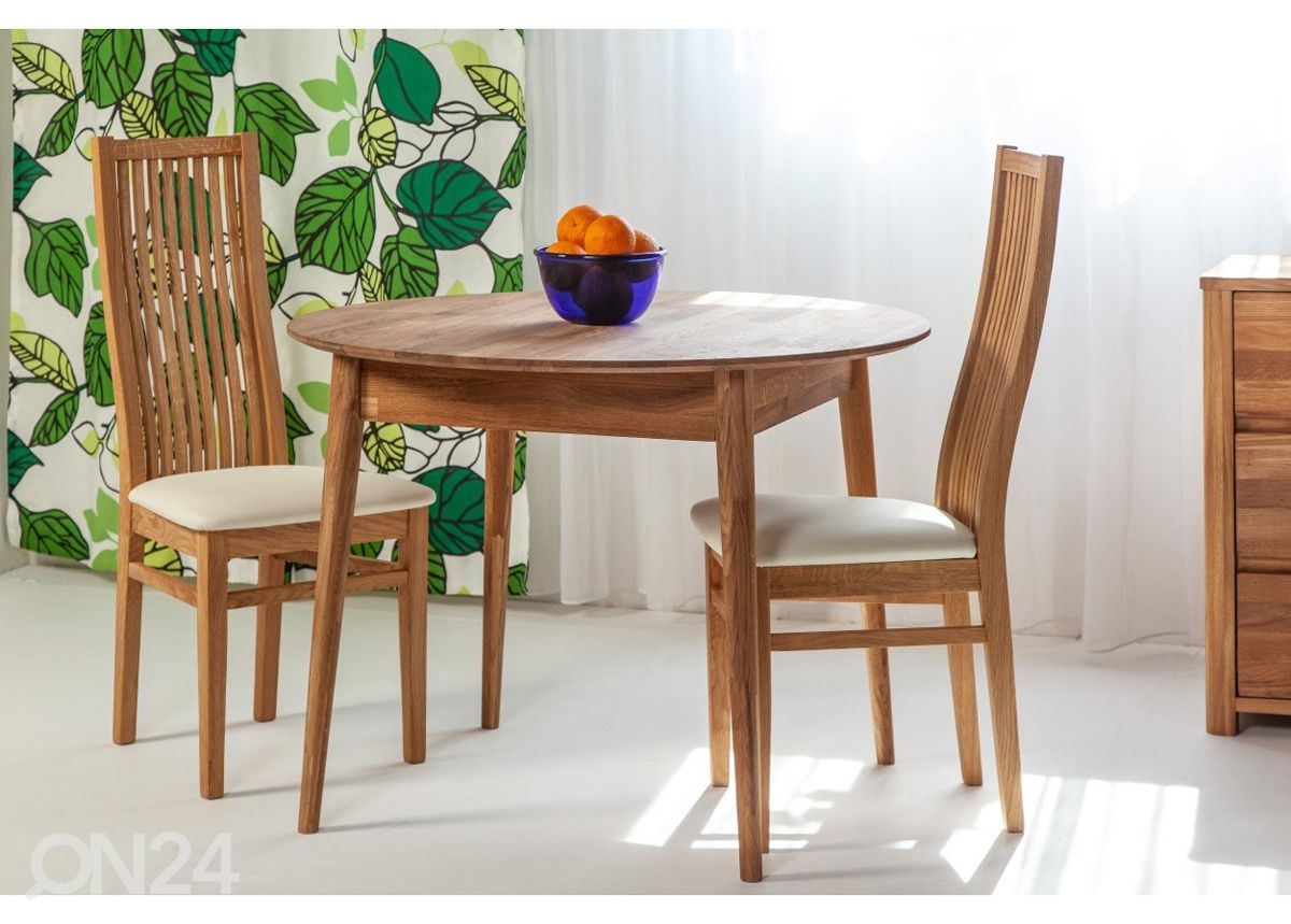 Tammi ruokapöytä Scan Ø100 cm + 2 tuolia Sandra kuvasuurennos