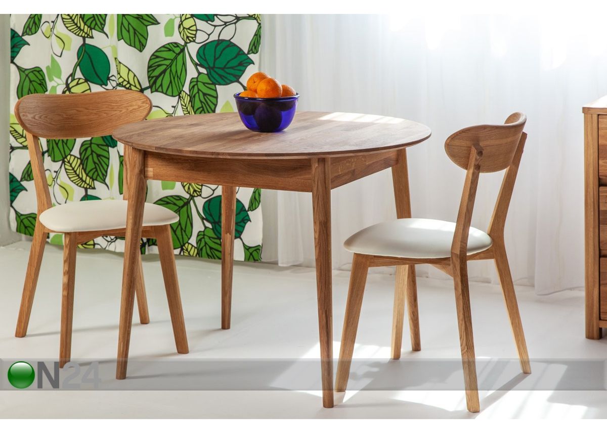 Tammi ruokapöytä Scan Ø85 cm+ 2 tuolia Irma kuvasuurennos