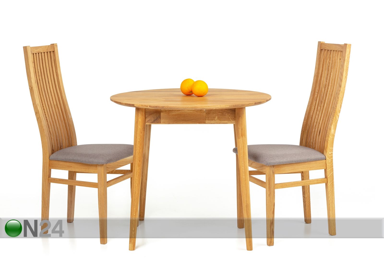 Tammi ruokapöytä Scan Ø85 cm+ 2 tuolia Sandra harmaa kuvasuurennos
