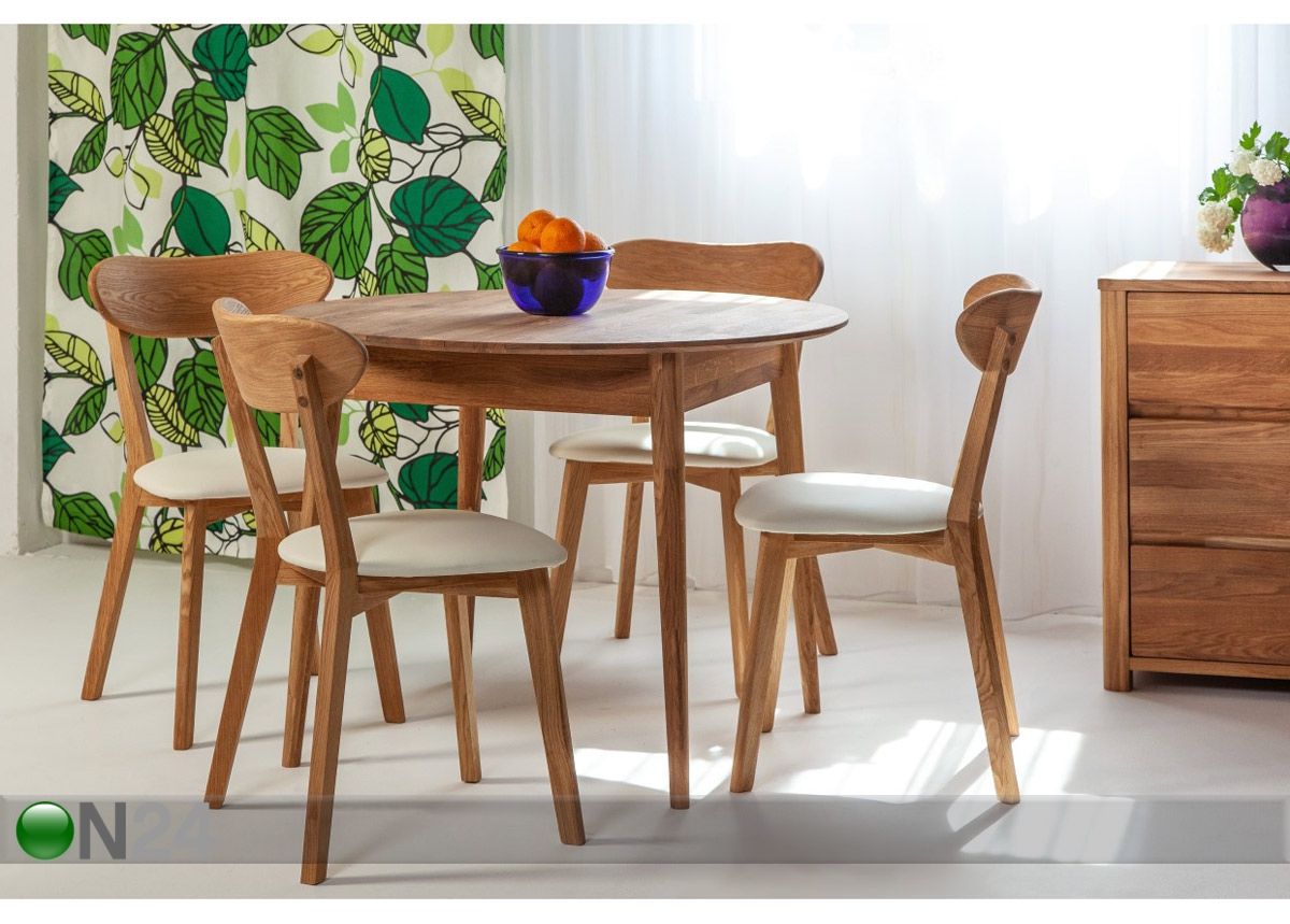 Tammi ruokapöytä Scan Ø85 cm+ 4 tuolia Irma kuvasuurennos