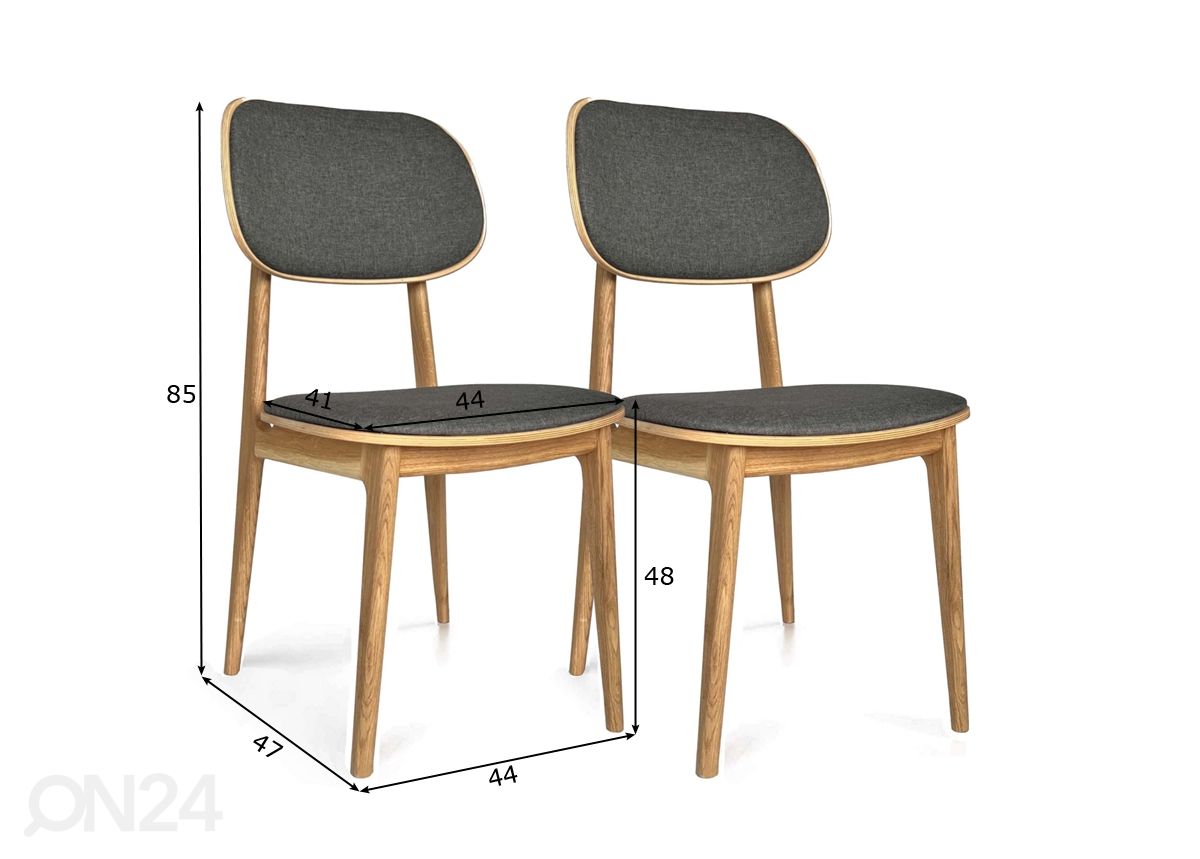 Tammiouiset tuolit Ada, 2 kpl kuvasuurennos mitat