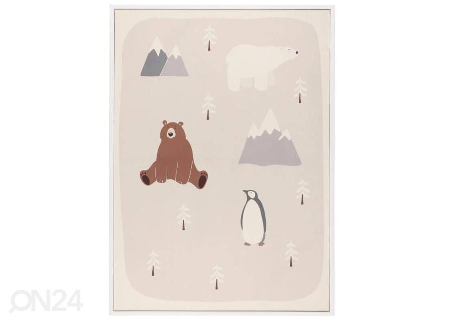 Taulu Bears and Penguins 50x70 cm beige kuvasuurennos