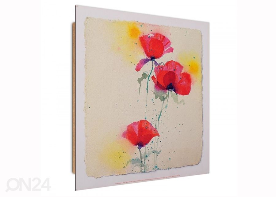 Taulu Poppies 1 3D 30x30 cm kuvasuurennos