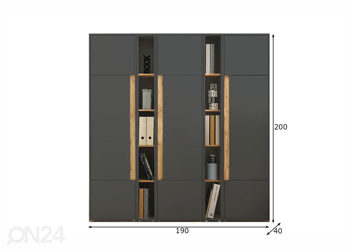 Toimistokaappi City 190 cm kuvasuurennos mitat