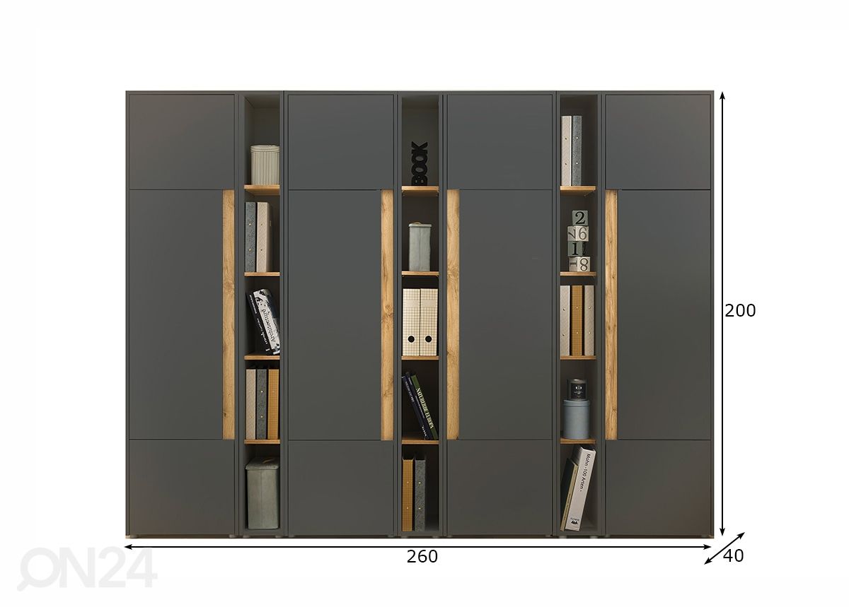 Toimistokaappi City 260 cm kuvasuurennos mitat