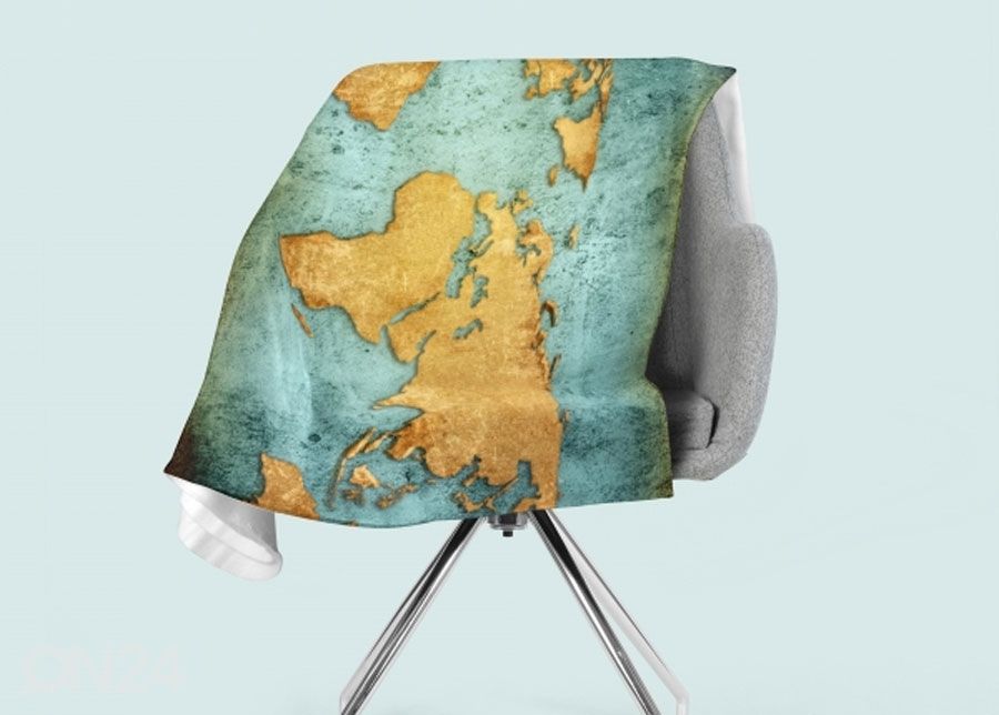 Torkkupeitto Golden World Map 130x150 cm kuvasuurennos