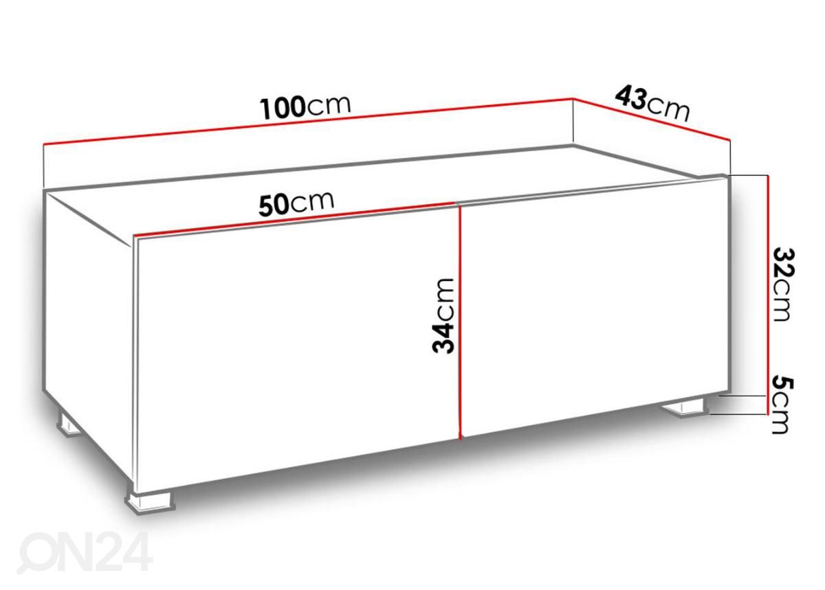 TV-taso 100 cm kuvasuurennos mitat