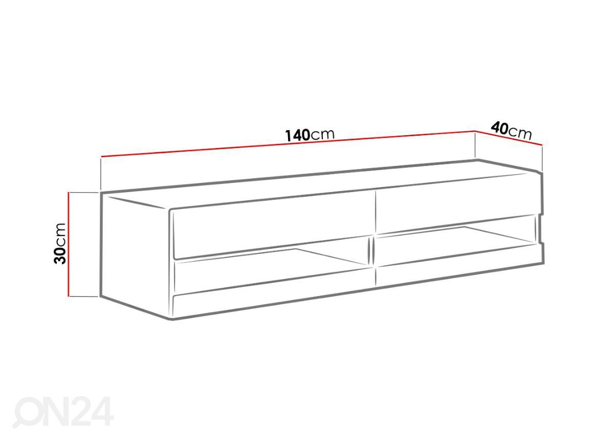 TV-taso 140 cm + LED kuvasuurennos mitat