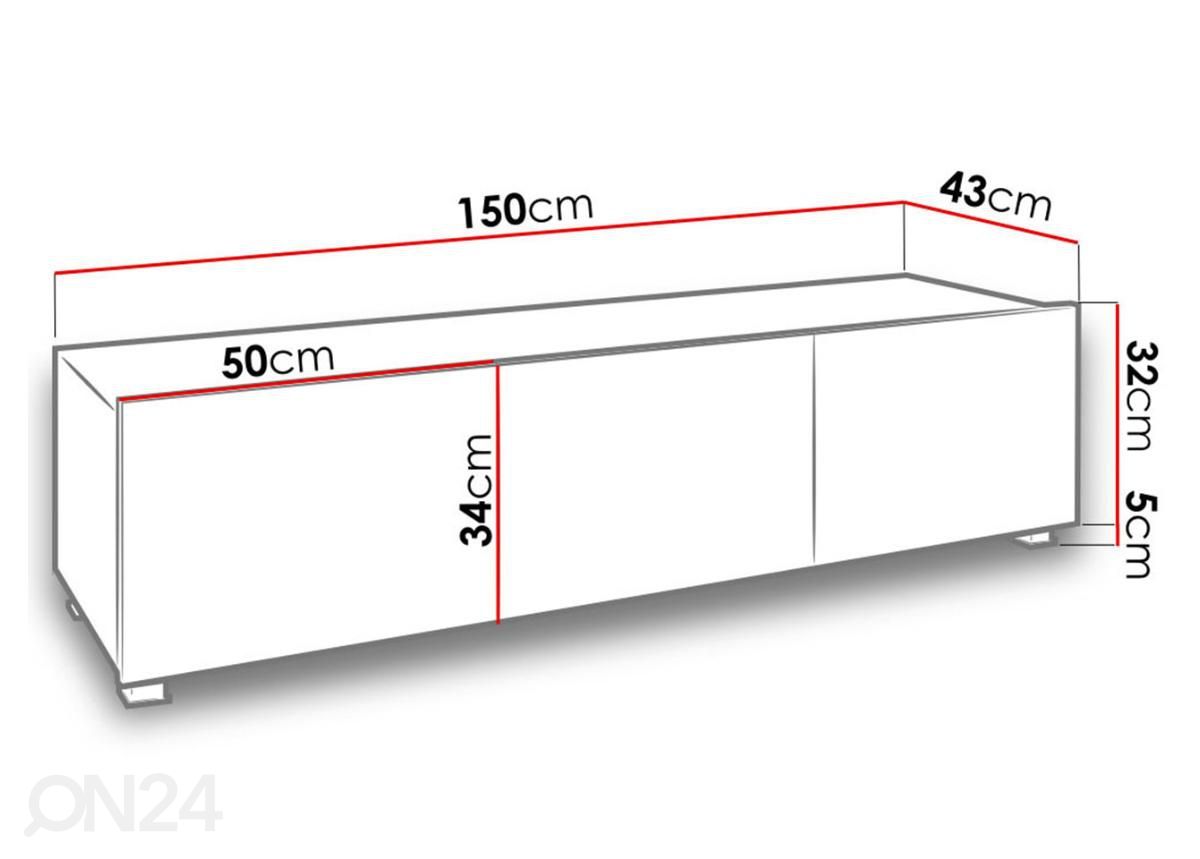 TV-taso 150 cm kuvasuurennos mitat