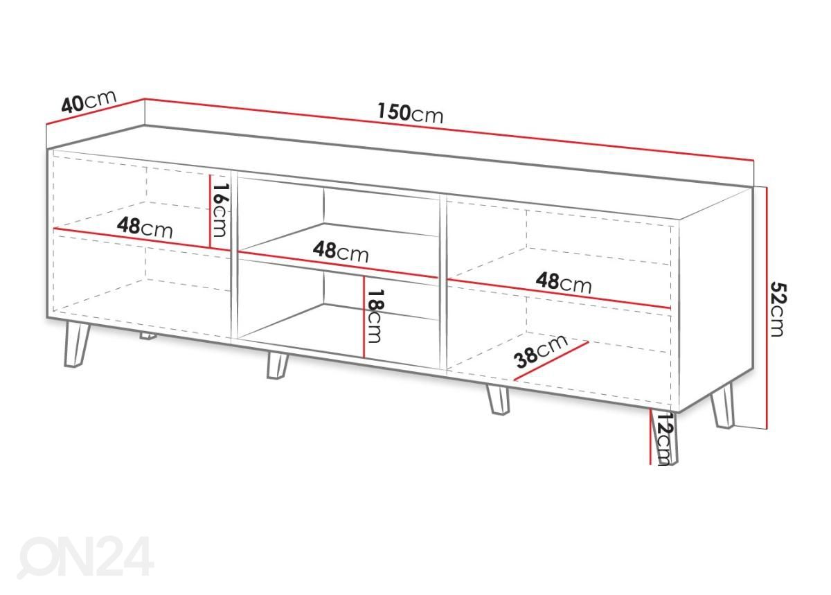 TV-taso 150 cm kuvasuurennos mitat