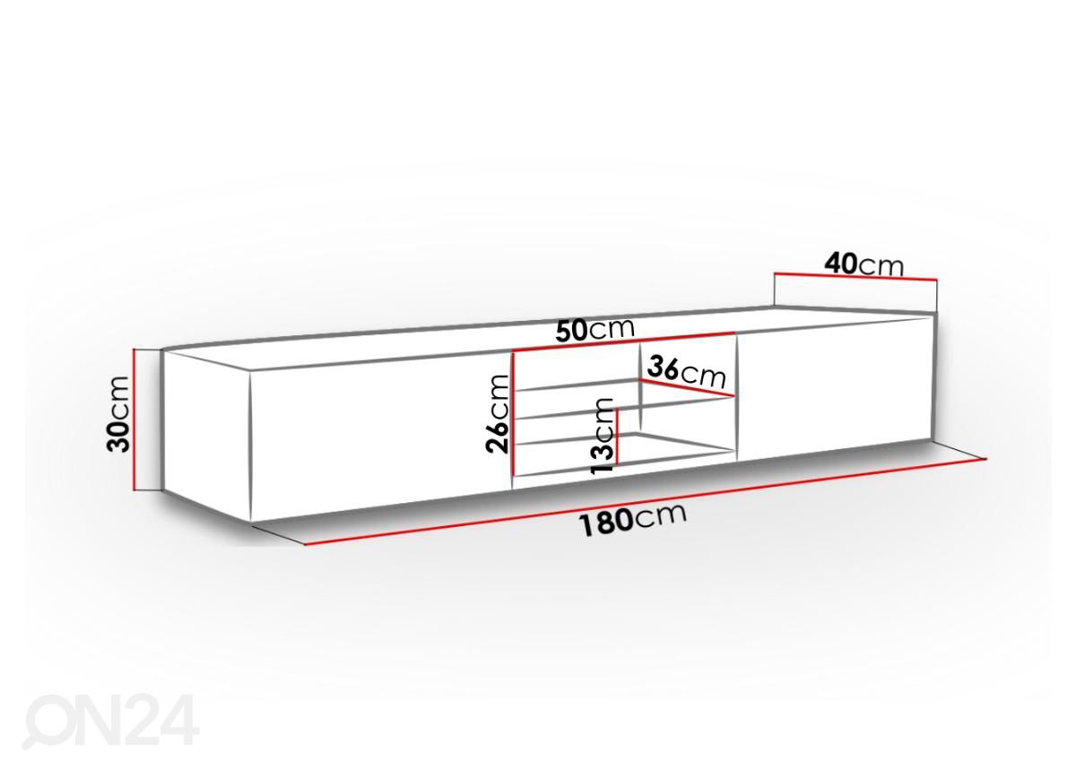 TV-taso 180 cm kuvasuurennos mitat