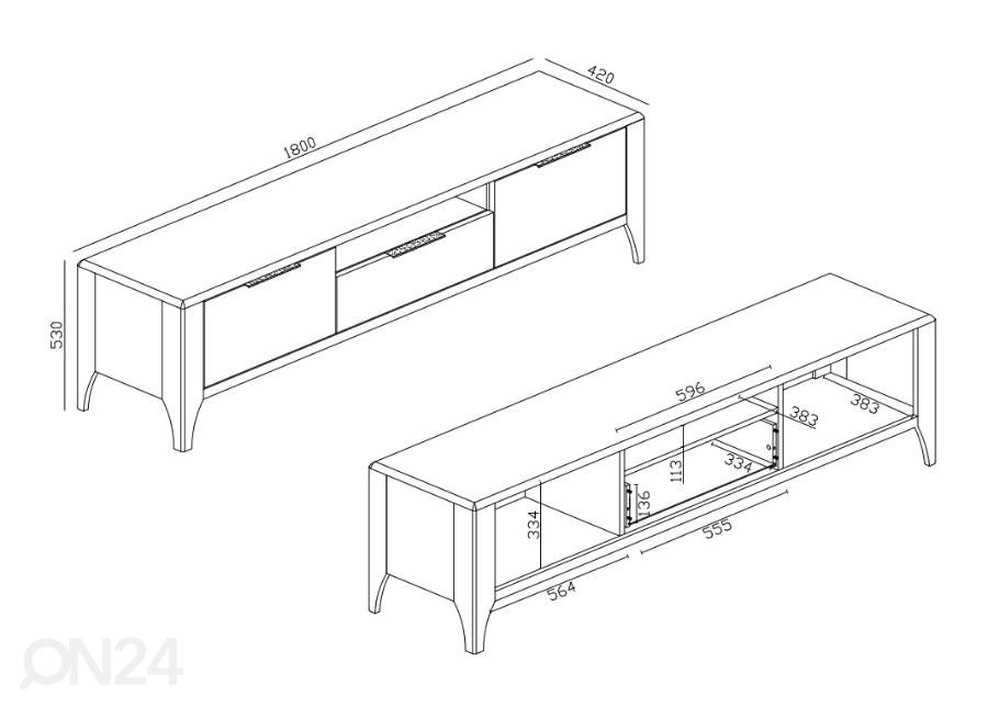 TV-taso 180 cm kuvasuurennos mitat