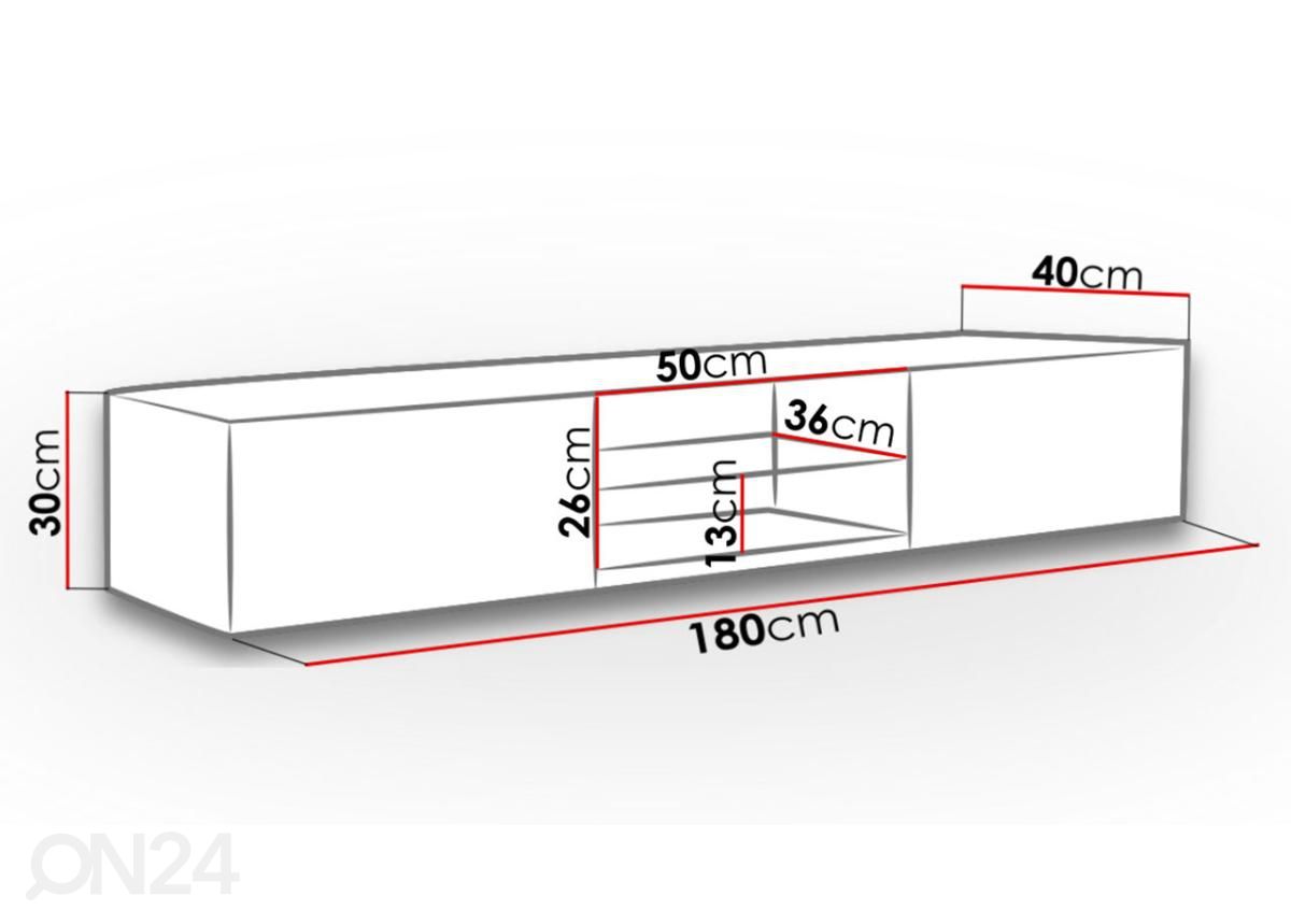 TV-taso 180 cm lasilla kuvasuurennos mitat