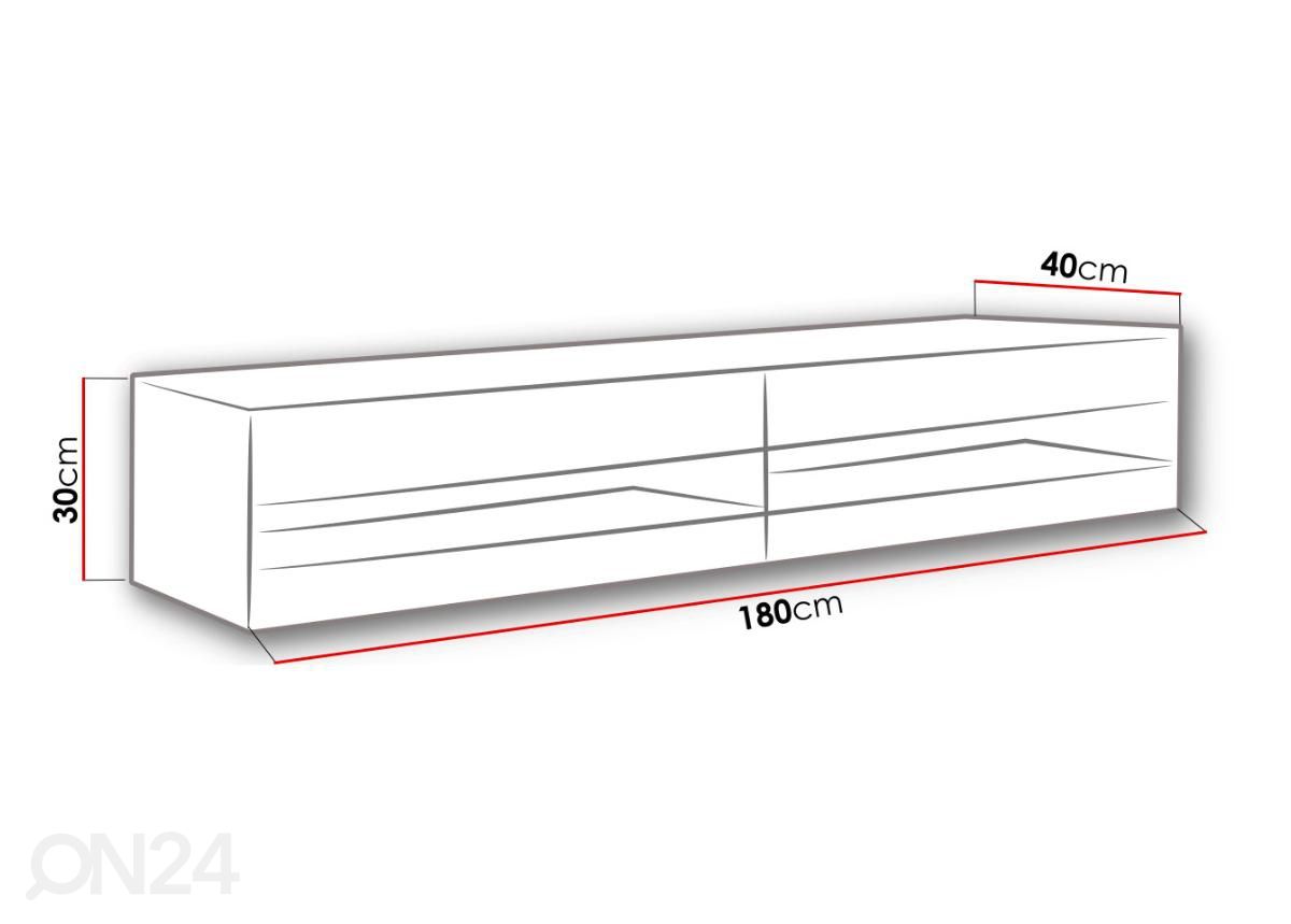 TV-taso 180 cm + LED kuvasuurennos mitat