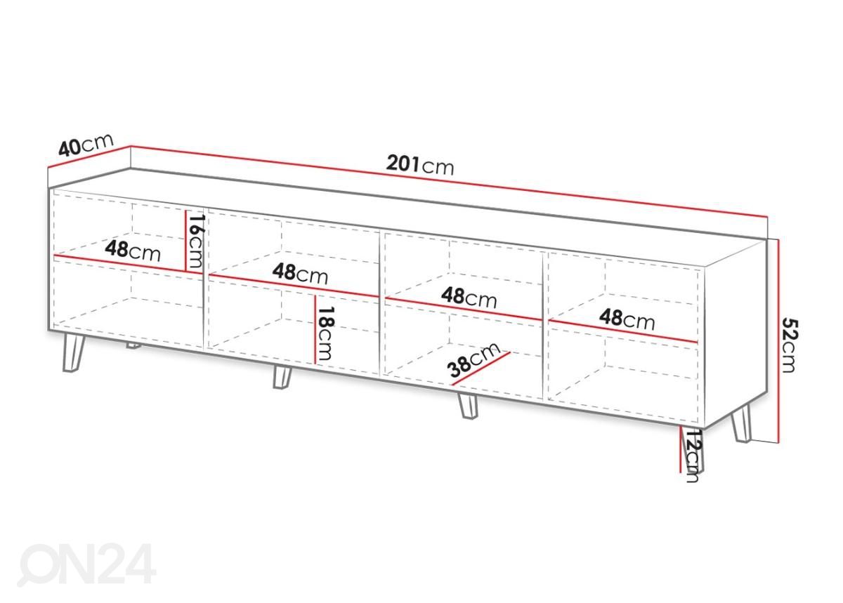 TV-taso 201 cm kuvasuurennos mitat