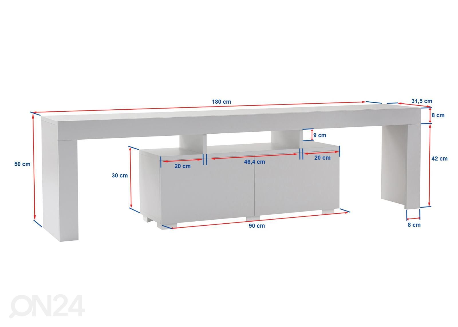 TV-taso Adana 180 cm kuvasuurennos mitat