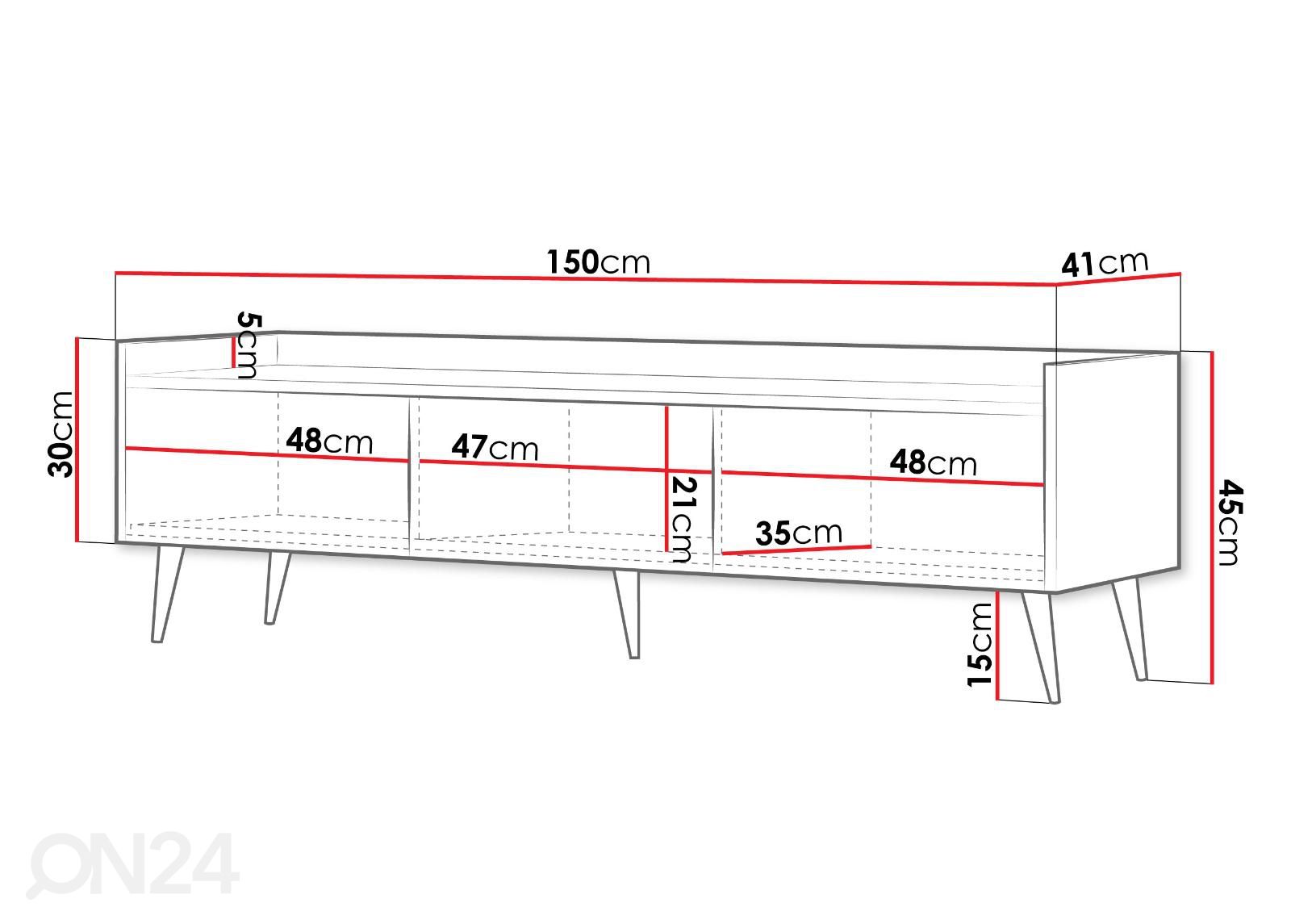 TV-taso Ademo 150 cm kuvasuurennos mitat