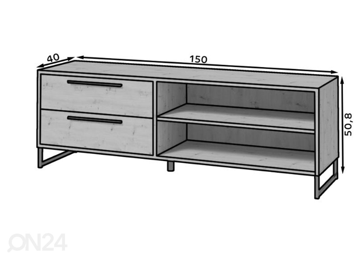 TV-taso Alam 150 cm kuvasuurennos mitat