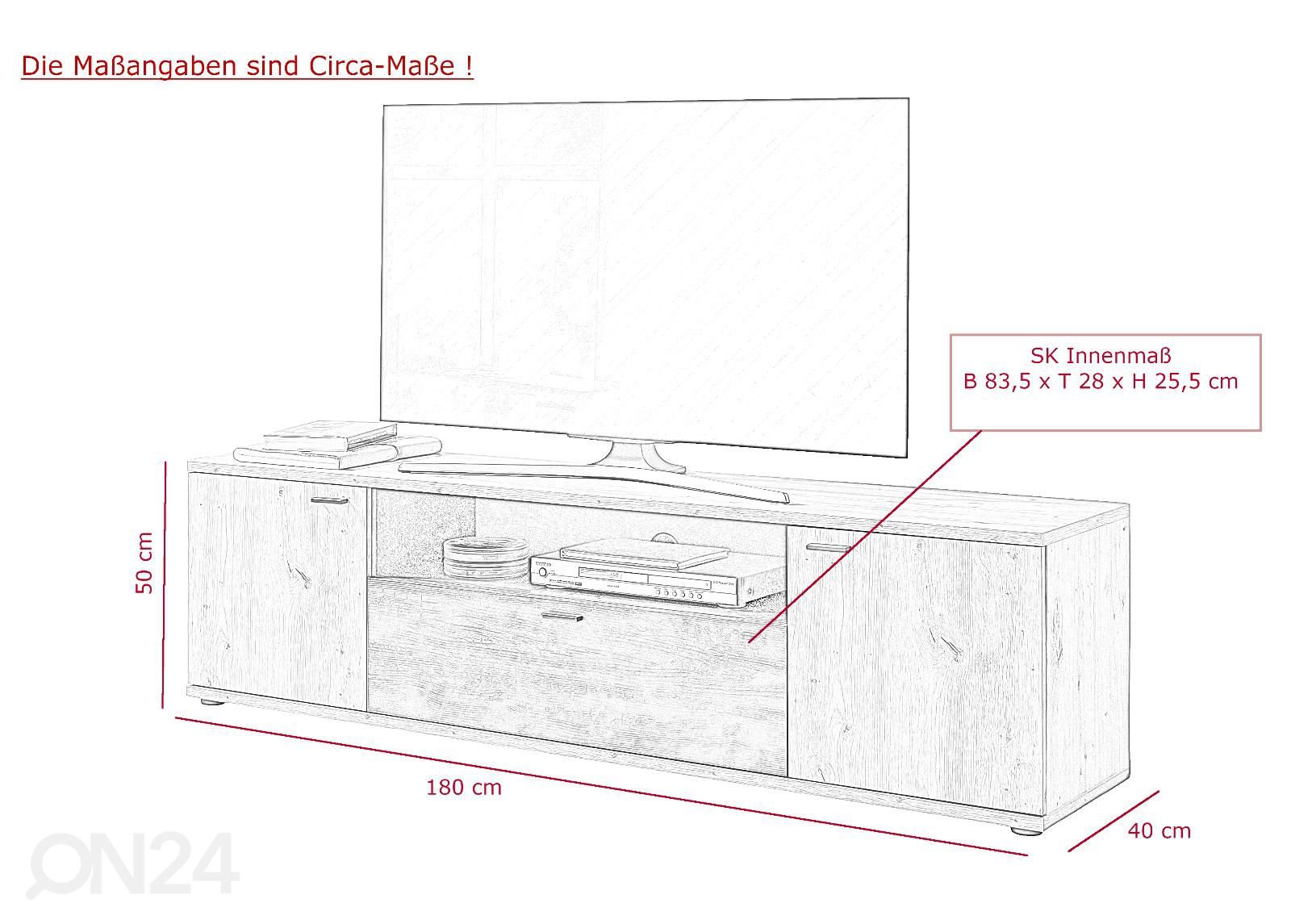 TV-taso Atlanta 180 cm kuvasuurennos mitat