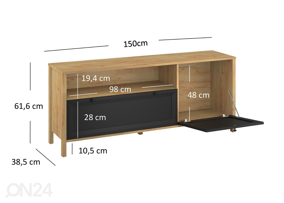 TV-taso Brent 150 cm kuvasuurennos mitat