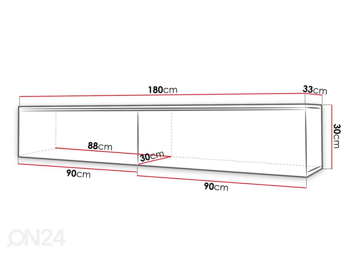 TV-taso Debora 180 cm kuvasuurennos mitat