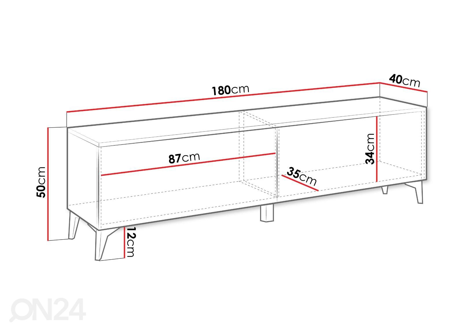 TV-taso Dina 180 cm kuvasuurennos mitat