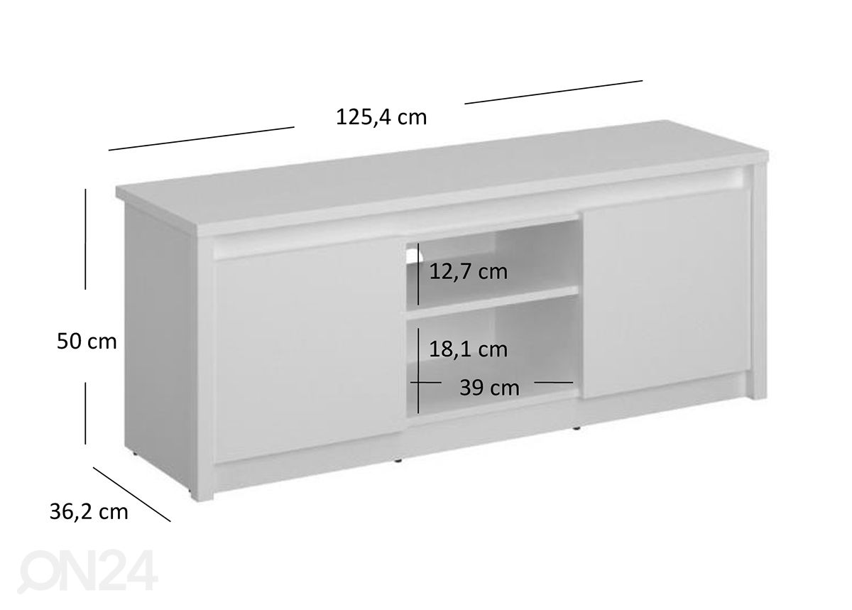 TV-taso Erden 125,4 cm kuvasuurennos mitat