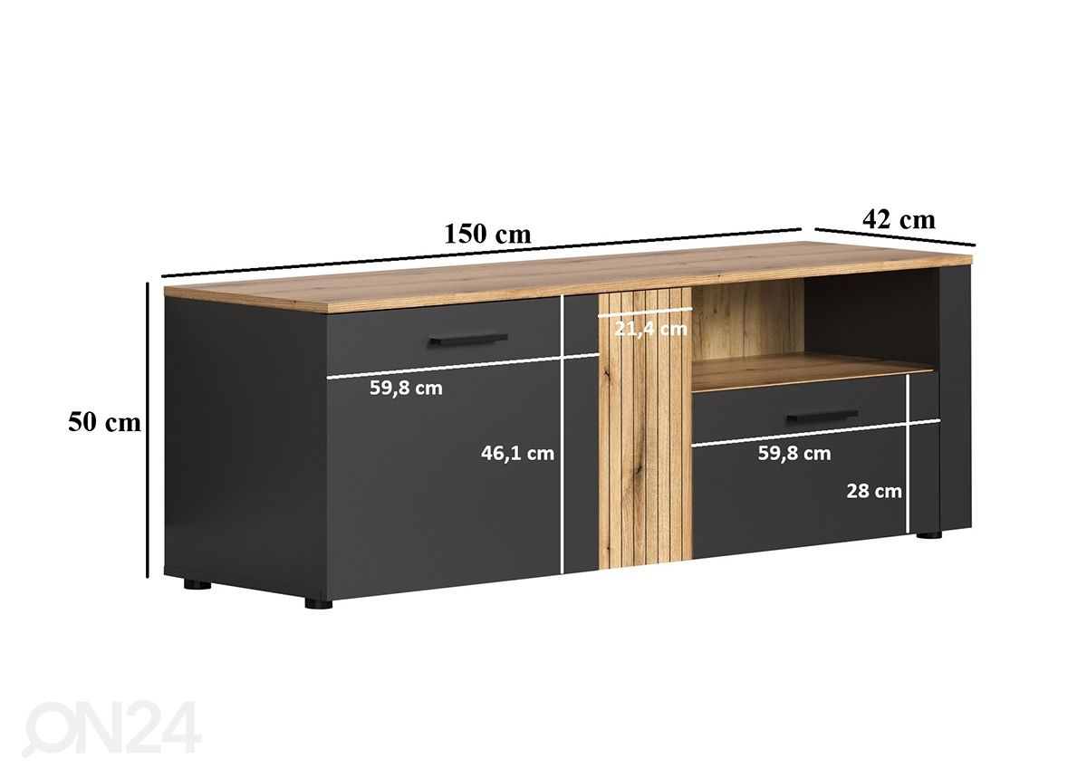 TV-taso Esteban 150 cm kuvasuurennos mitat