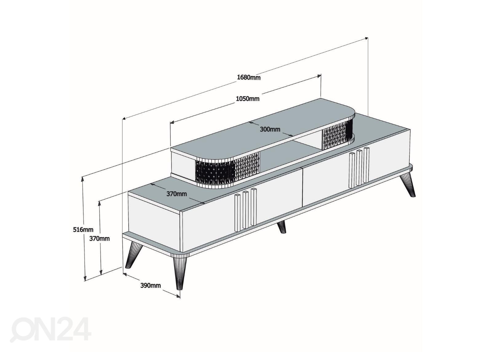 TV-taso Eyla 160 cm kuvasuurennos mitat