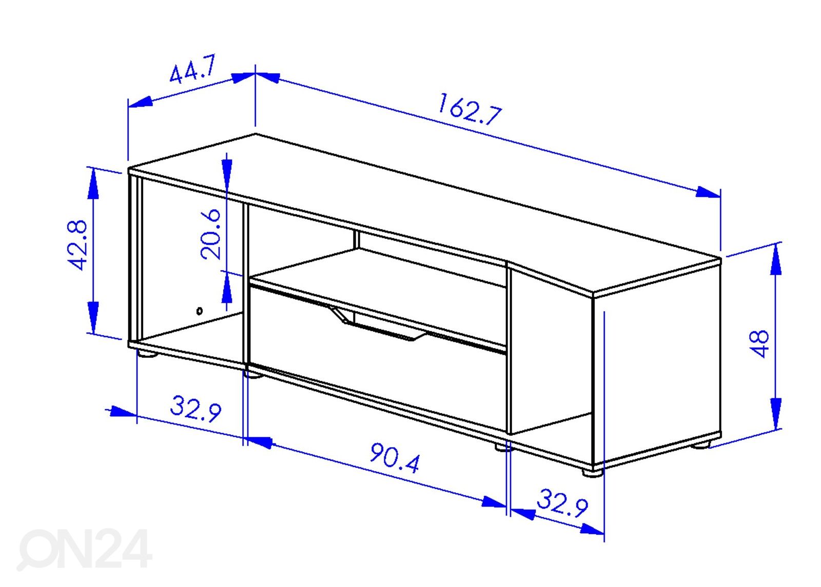 TV-taso Hack + LED kuvasuurennos mitat