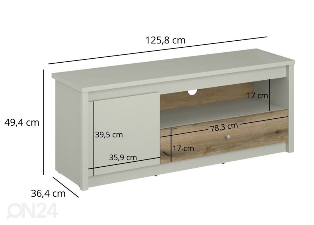 TV-taso Karin 125,8 cm kuvasuurennos mitat