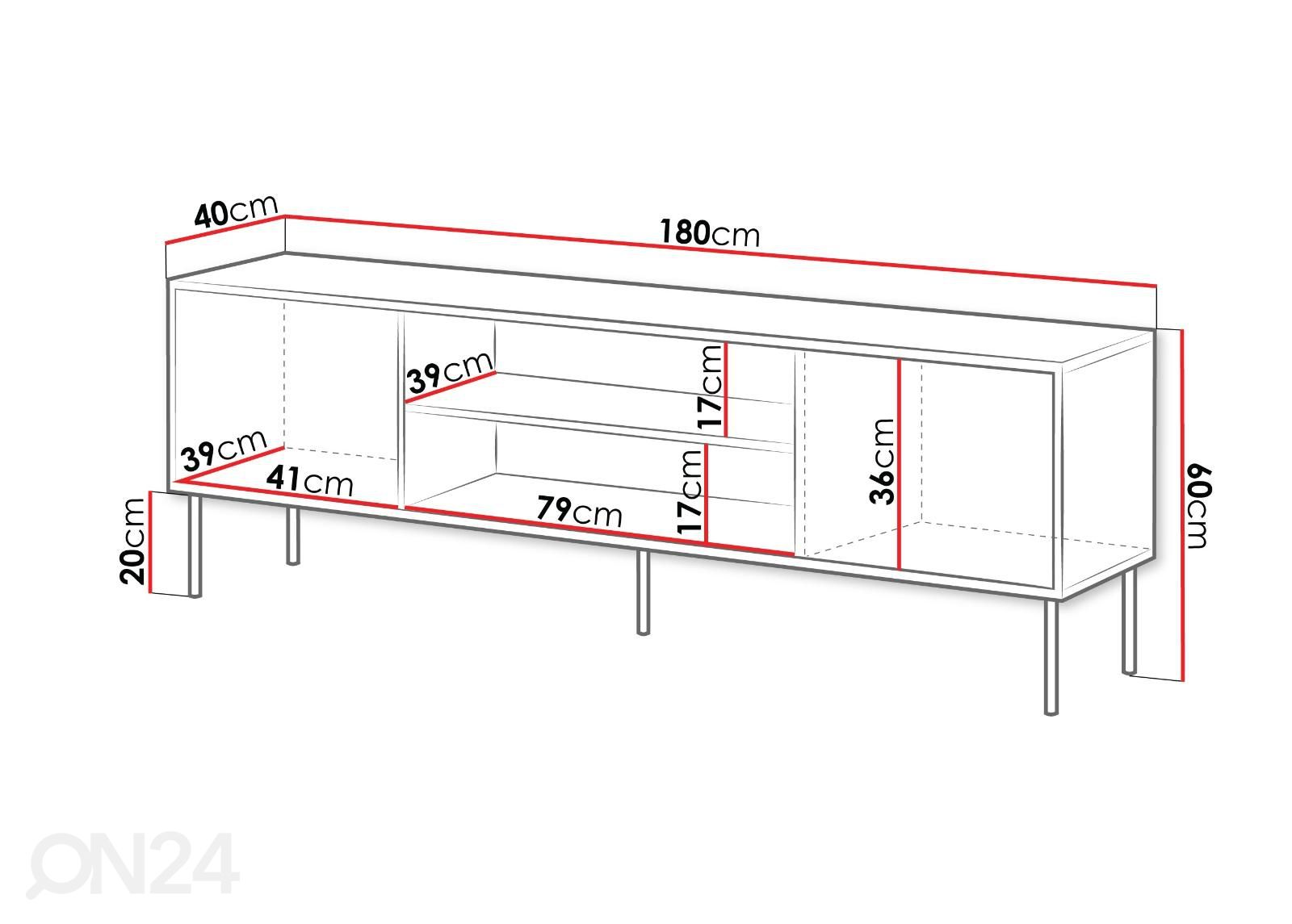 TV-taso Kim 180 cm kuvasuurennos mitat