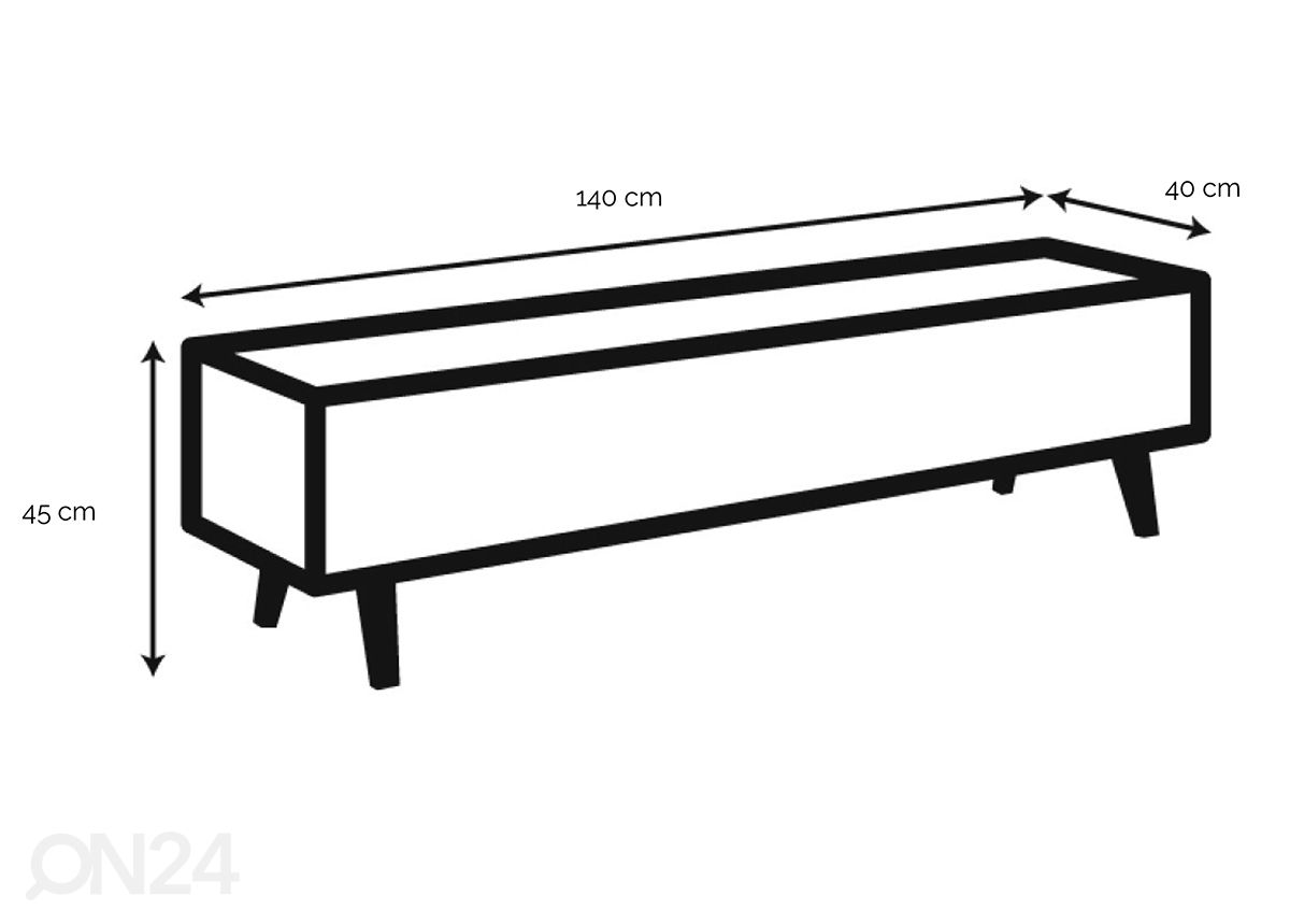 TV-taso Lemvig 140 cm kuvasuurennos mitat