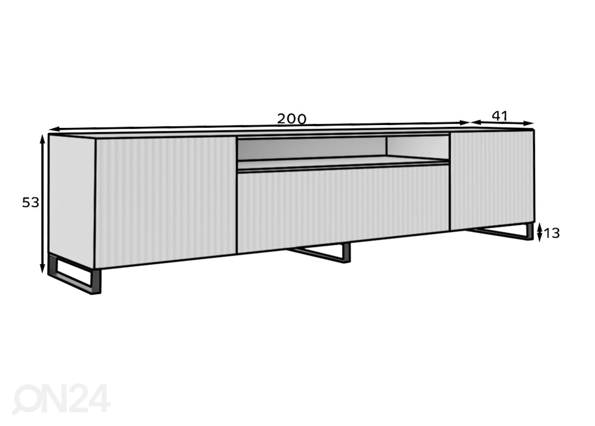 TV-taso Mosel 200 cm kuvasuurennos mitat