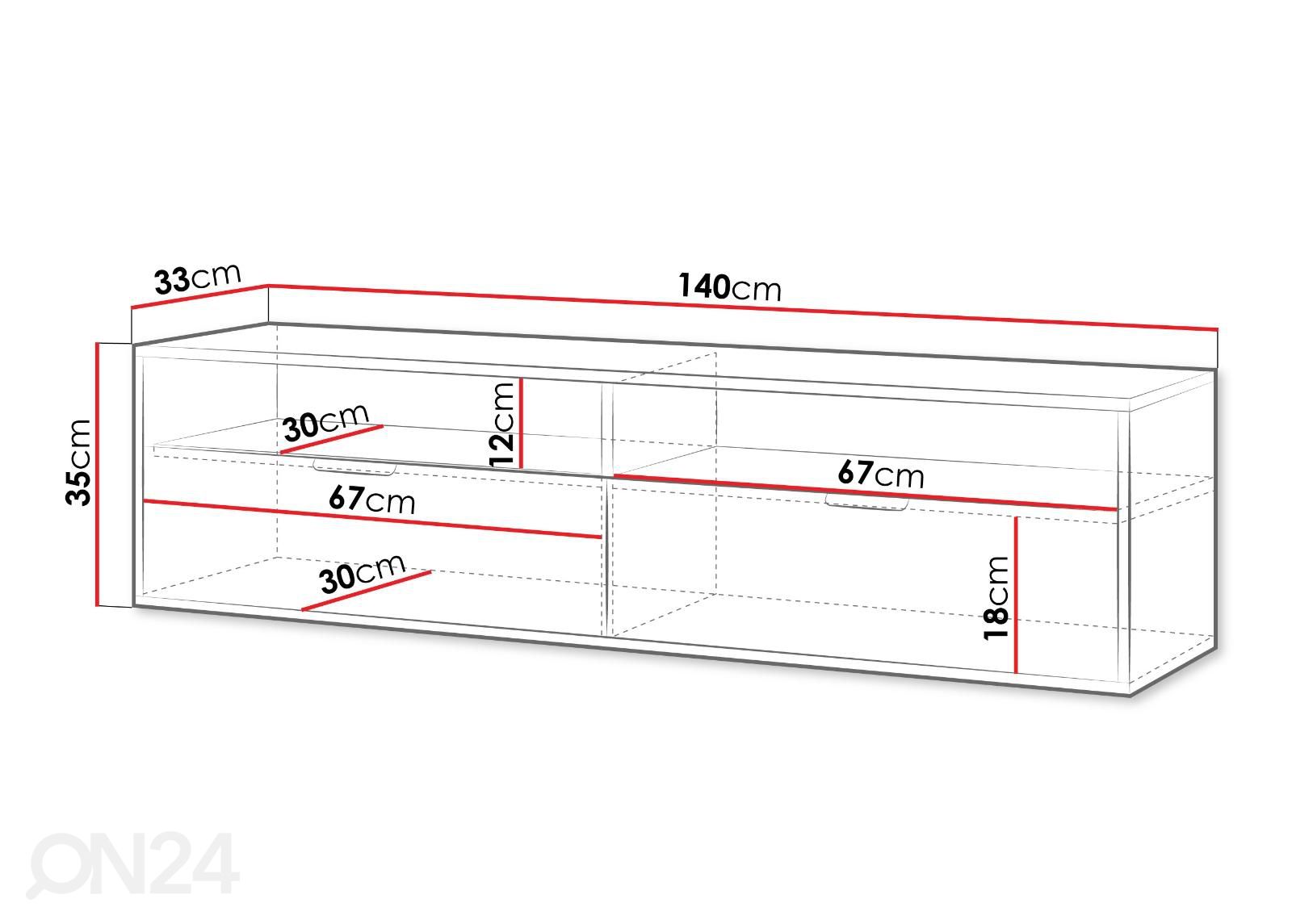 TV-taso Queen 140 cm kuvasuurennos mitat